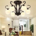 Nordic Flower Bud Flush Mounted Ceiling Light Wrought Iron Chandelier Bedroom Study