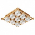 Nordic Square Grid Flush Mount Ceiling Light Rubber Wood Light Study Bedroom