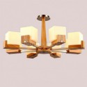 Nordic Wood Pendant Light Glass Lampshade Chandelier Living Room Hotel