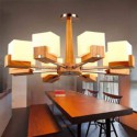 Nordic Wood Pendant Light Glass Lampshade Chandelier Living Room Hotel