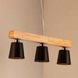 Nordic Wood Chandelier Unique Straight Pendant Light Office Cafe