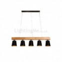 Nordic Wood Chandelier Unique Straight Pendant Light Office Cafe