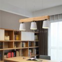 Nordic Wood Chandelier Unique Straight Pendant Light Office Cafe