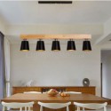 Nordic Wood Chandelier Unique Straight Pendant Light Office Cafe