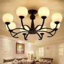 Nordic Iron Pendant Light Glass Lampshade Chandelier Study Bedroom