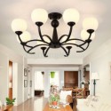 Nordic Iron Pendant Light Glass Lampshade Chandelier Study Bedroom