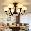 Nordic Iron Pendant Light Glass Lampshade Chandelier Study Bedroom