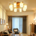 Modern Simple Glass Lampshade Ceiling Light Solid Wood Ceiling Light Bedroom Living Room