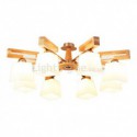 Solid Wood Pendant Light Nordic Simple Glass Lampshade Living Room Lobby