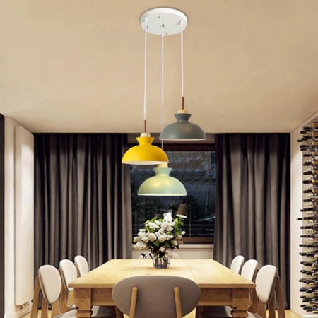 Nordic Simple Macaron Pendant Light Three Lights Iron Arti Restaurant Cafe Bar