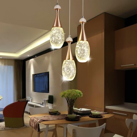 Seeded Glass Teardop Cluster Pendant Light Dining Room Lighting