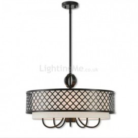 Crystal Chandelier Nordic Style Home Light Lattice Fabric Shade Lamp Living Room Study Lighting