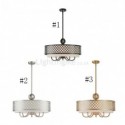 Crystal Chandelier Nordic Style Home Light Lattice Fabric Shade Lamp Living Room Study Lighting