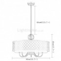 Crystal Chandelier Nordic Style Home Light Lattice Fabric Shade Lamp Living Room Study Lighting