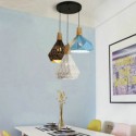 Nordic 3 Light Cluster Pendant Light Macaron Diamond Lamp Metal 3 Lights Living Room Dining Room Light