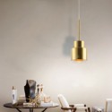 Postmodern Glass Pendant Light Golden Cylinder Lamp Bright Lighting Living Room Restaurant Light