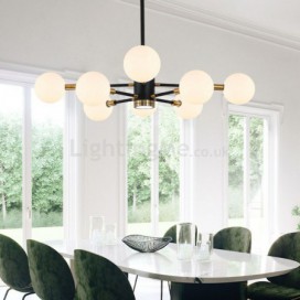 Nordic Glass Pendant Light Milky White Round Lamp Chandelier Light Living Room Lighting
