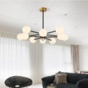 Nordic Glass Pendant Light Milky White Round Lamp Chandelier Light Living Room Lighting