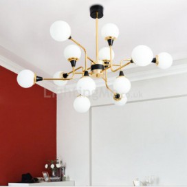 Nordic Glass Pendant Light Milky White Round Lamp Modern Chandelier Light Living Room Lighting