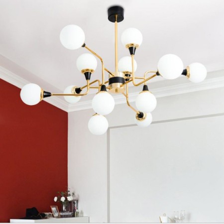 Nordic Glass Pendant Light Milky White Round Lamp Modern Chandelier Light Living Room Lighting