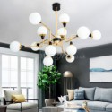 Nordic Glass Pendant Light Milky White Round Lamp Modern Chandelier Light Living Room Lighting