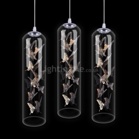 Glass Pendant Light Creative Nordic Cylinder Lamp Butterfly Light Bedroom Living Room Light