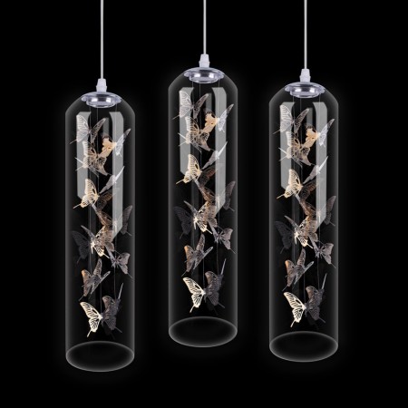 Glass Pendant Light Creative Nordic Cylinder Lamp Butterfly Light Bedroom Living Room Light