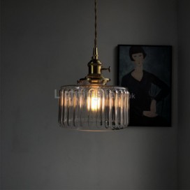 Jelly Jar Clear Ribbed Glass Pendant Light With Twist Switch