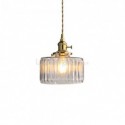 Jelly Jar Clear Ribbed Glass Pendant Light With Twist Switch