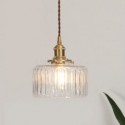 Jelly Jar Clear Ribbed Glass Pendant Light With Twist Switch