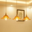 Vintage Colorful Ribbed Glass Pendant Light Flower Shade Lamp With Twist Switch Dining Room Living Room Hallway Light