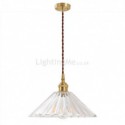 Rustic Ribbed Glass Pendant Light Umbrella Shape With Twist Switch