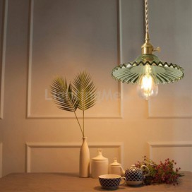Vintage Ribbed Glass  Pendant Light With Twist Switch Lamp Dining Room Homestay Restaurant