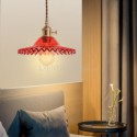 Vintage Ribbed Glass  Pendant Light With Twist Switch Lamp Dining Room Homestay Restaurant