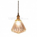 Clear Diamond Ribbed Glass Pendant Light