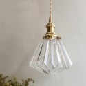 Clear Diamond Ribbed Glass Pendant Light