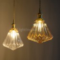 Clear Diamond Ribbed Glass Pendant Light