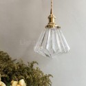 Clear Diamond Ribbed Glass Pendant Light