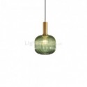 Ribbed Glass Pendant Light with Brass Holder