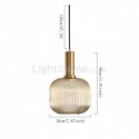 Ribbed Glass Pendant Light with Brass Holder