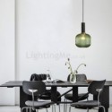 Ribbed Glass Pendant Light with Brass Holder