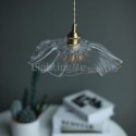 Lotus Leaf Ribbed Clear Glass Pendant Light Dining Room Homestay Hallway Bar Lamp