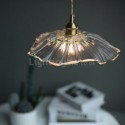 Lotus Leaf Ribbed Clear Glass Pendant Light Dining Room Homestay Hallway Bar Lamp