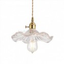 Striae Clear Ribbed Glass Pendant Light Lotus Leaf Shape