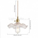 Striae Clear Ribbed Glass Pendant Light Lotus Leaf Shape