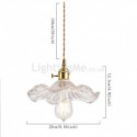 Striae Clear Ribbed Glass Pendant Light Lotus Leaf Shape