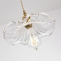 Striae Clear Ribbed Glass Pendant Light Lotus Leaf Shape