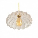 Gold Ribbed Glass Pendant Light With Twist Switch