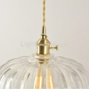 Gold Ribbed Glass Pendant Light With Twist Switch