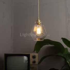 Nordic Retro Pendant Light Brass Glass Home Lighting Tower Shape Lamp Dining Room Bedroom Hallway Lamp